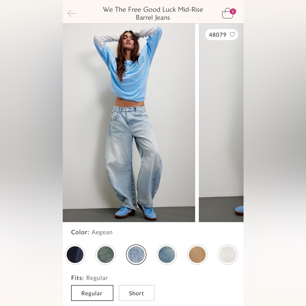 COPY - We The Free Good Luck Mid-Rise Barrel Jeans in Aegean